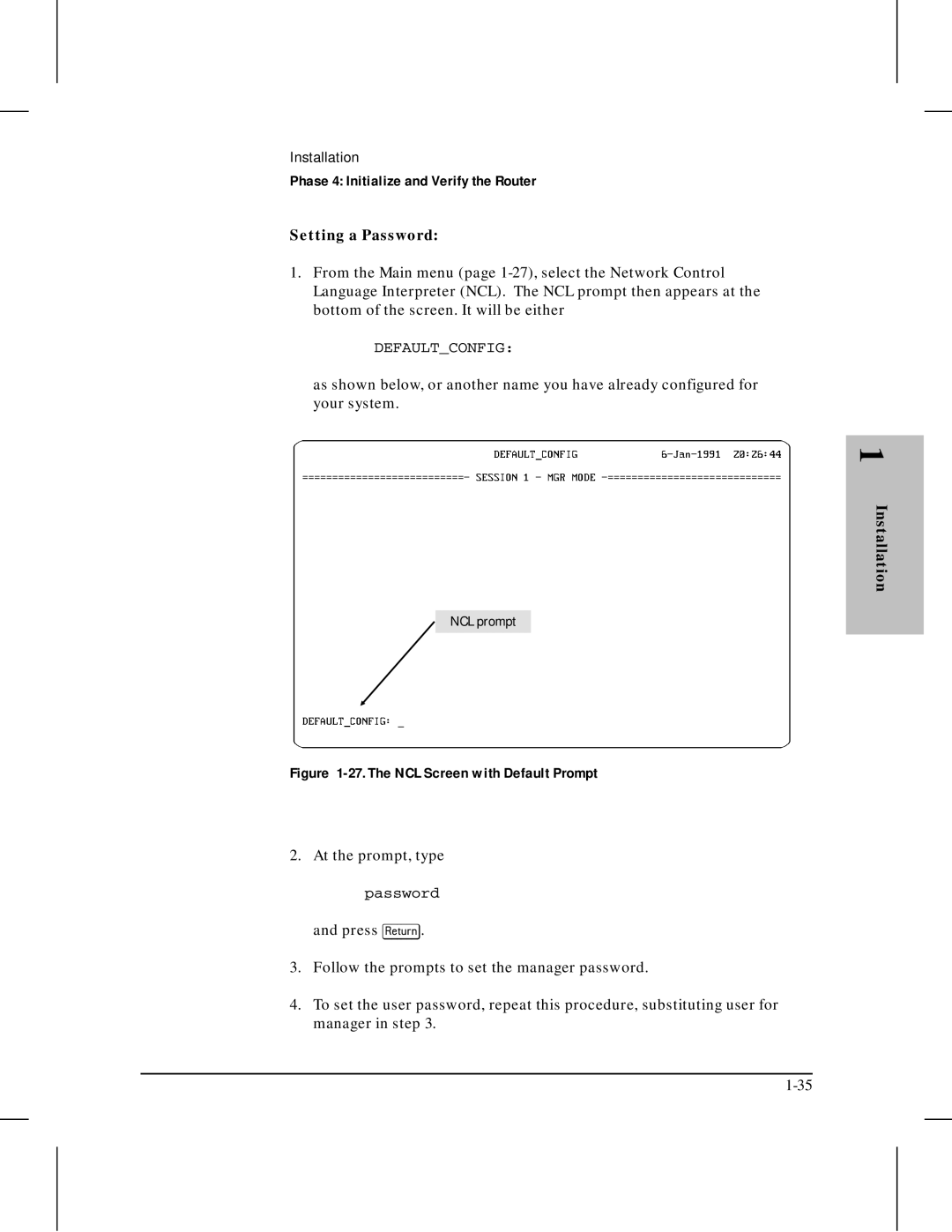 HP 445 manual Setting a Password, At the prompt, type 