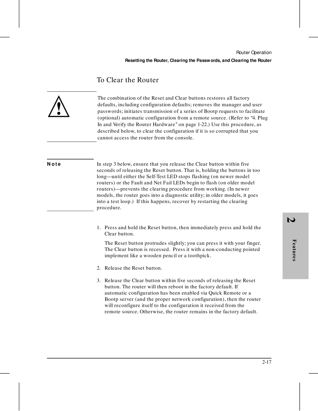 HP 445 manual To Clear the Router 