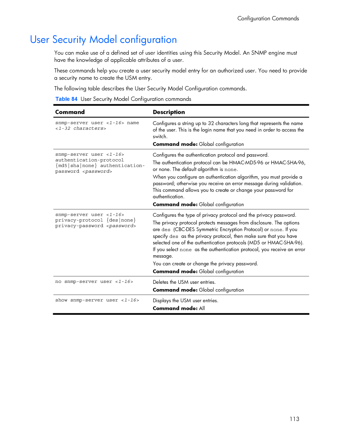 HP 445942-001 manual User Security Model configuration 