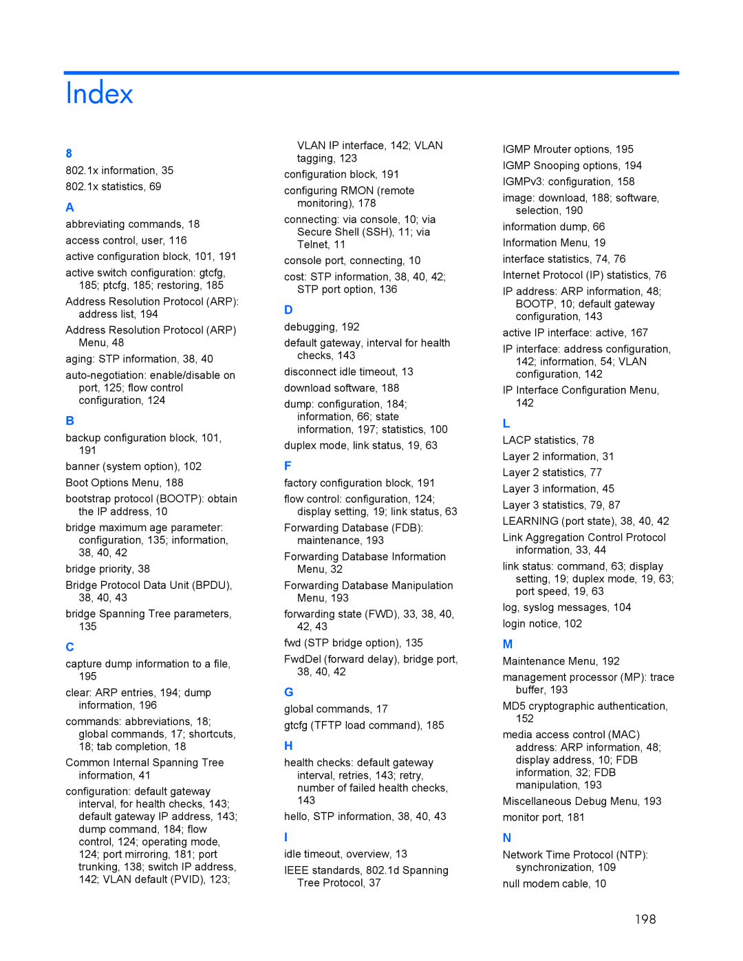 HP 445942-001 manual Index 