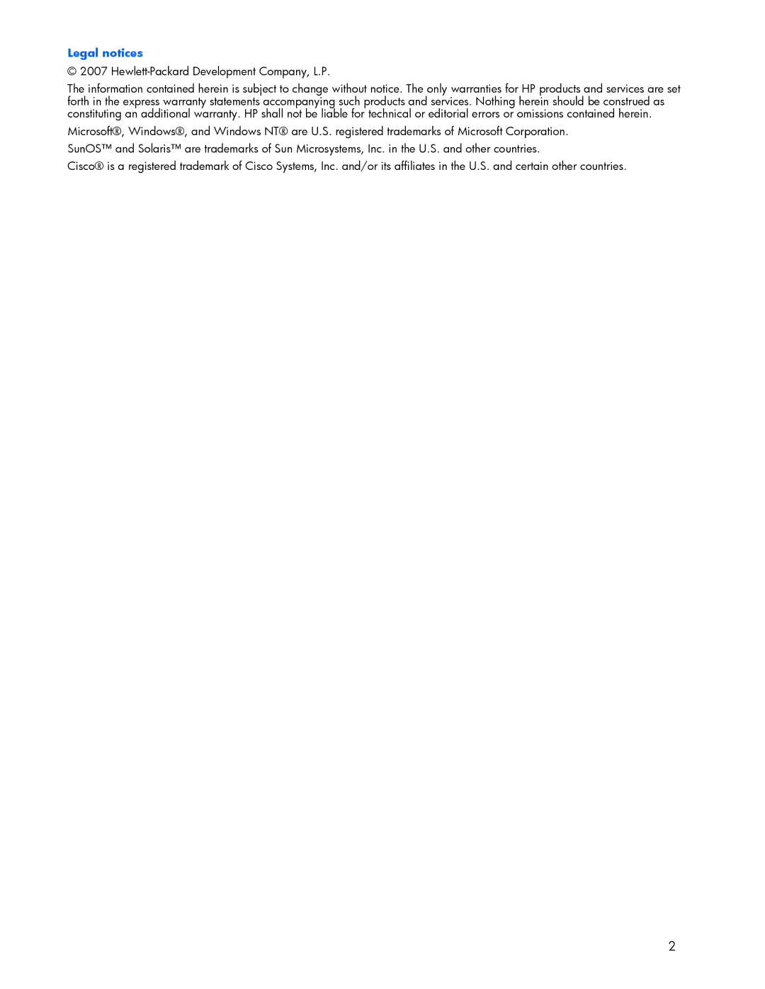 HP 445942-001 manual Legal notices 