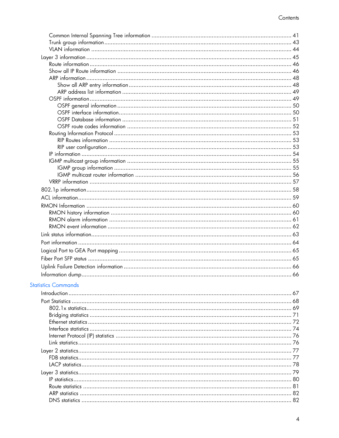 HP 445942-001 manual Statistics Commands 