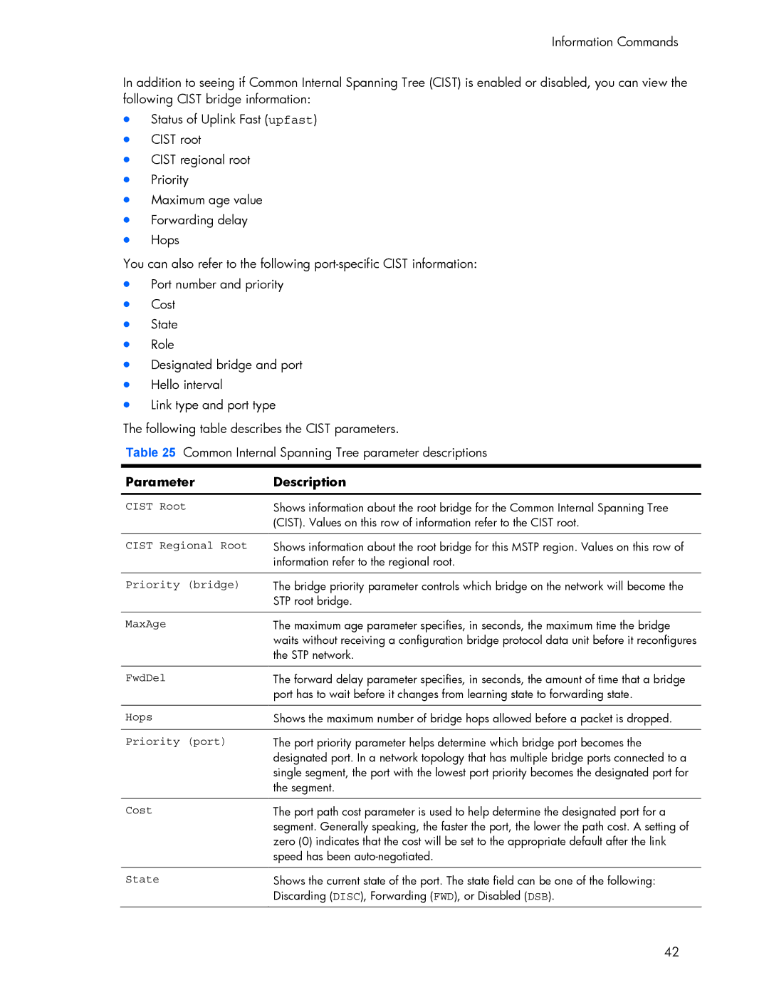 HP 445942-001 manual Parameter Description, Cist Root 