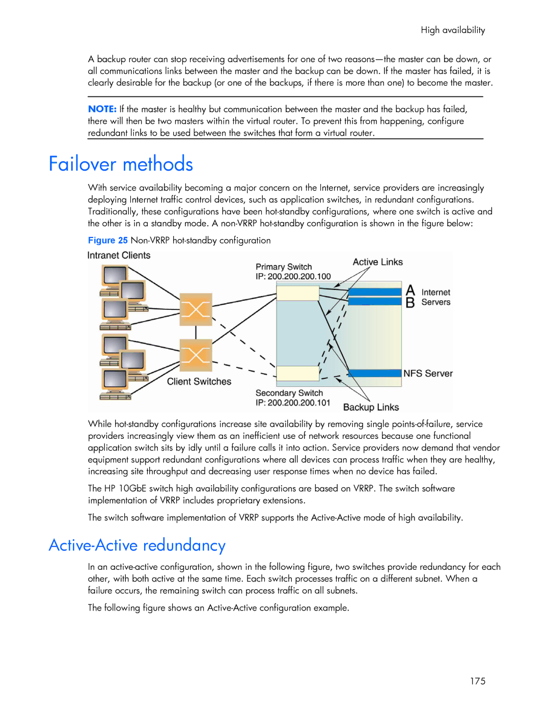 HP 445946-001 manual Failover methods, Active-Active redundancy 