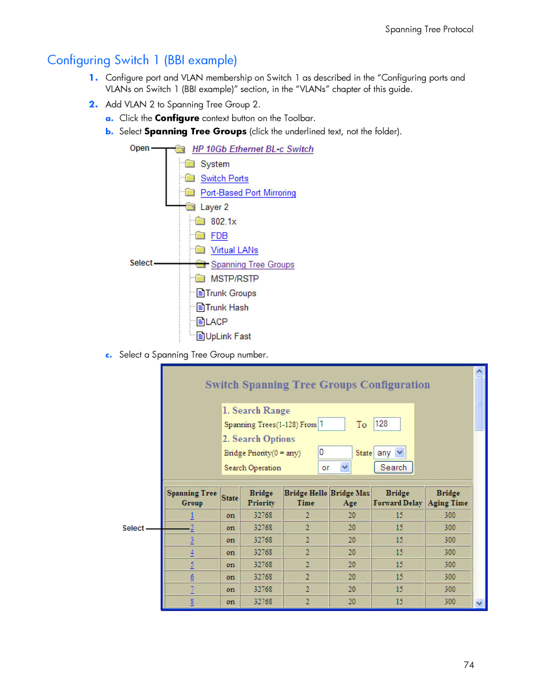 HP 445946-001 manual Configuring Switch 1 BBI example 