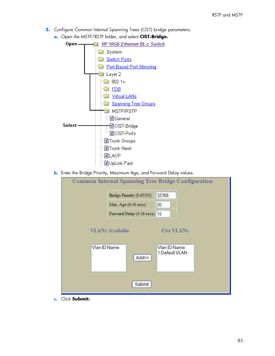 HP 445946-001 manual Click Submit 