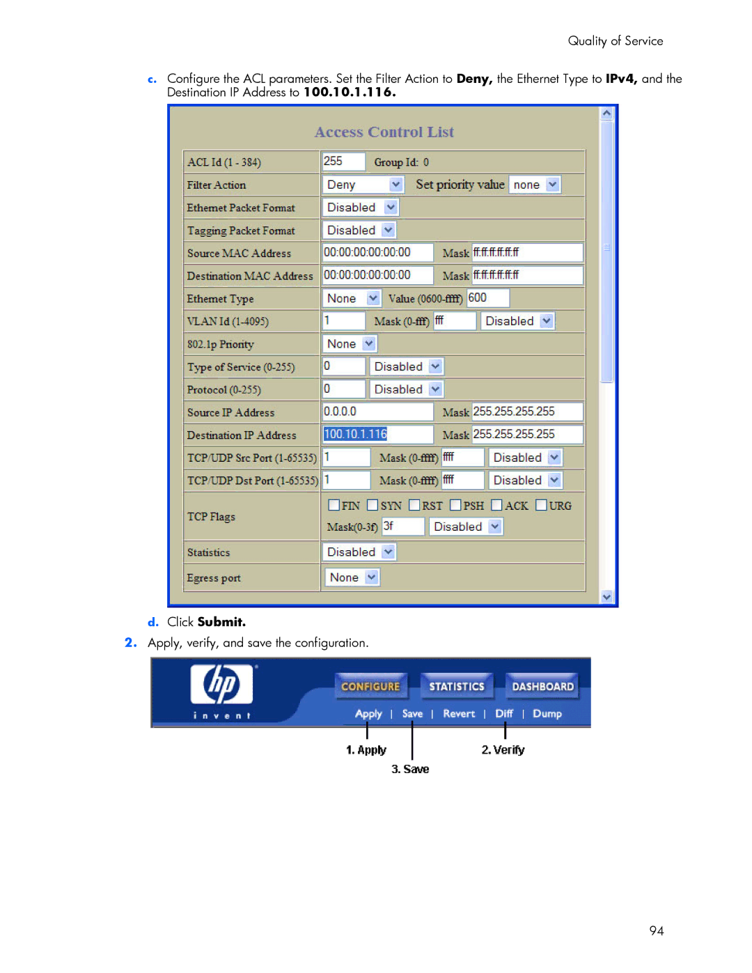 HP 445946-001 manual Click Submit 