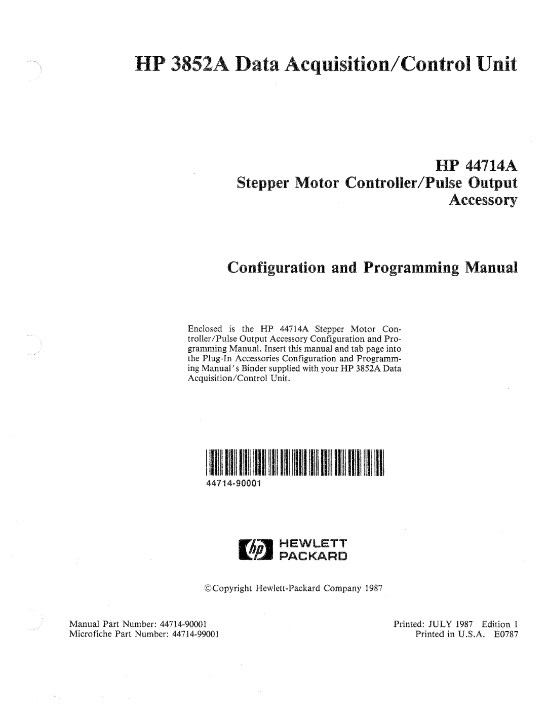 HP 44714A manual 