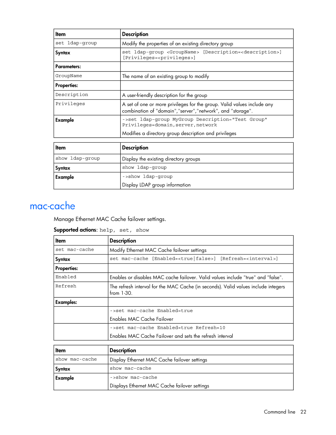 HP 449298-001 manual Mac-cache 