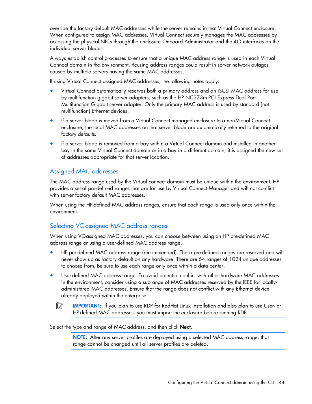 HP 449298-001 manual Assigned MAC addresses 