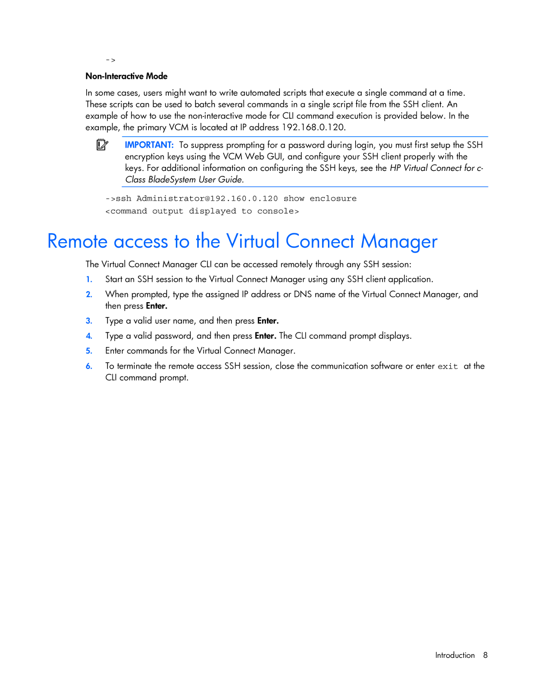 HP 449298-001 manual Remote access to the Virtual Connect Manager 