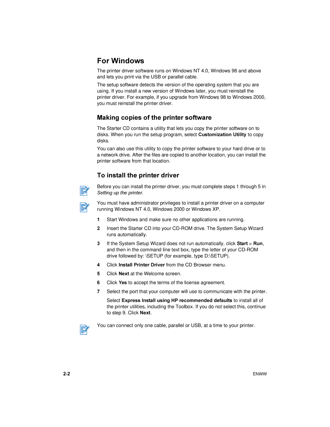 HP 450 manual For Windows, Making copies of the printer software, To install the printer driver 