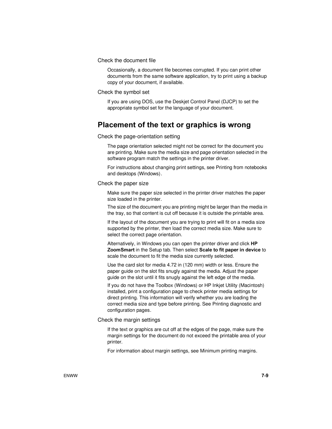 HP 450 manual Placement of the text or graphics is wrong 