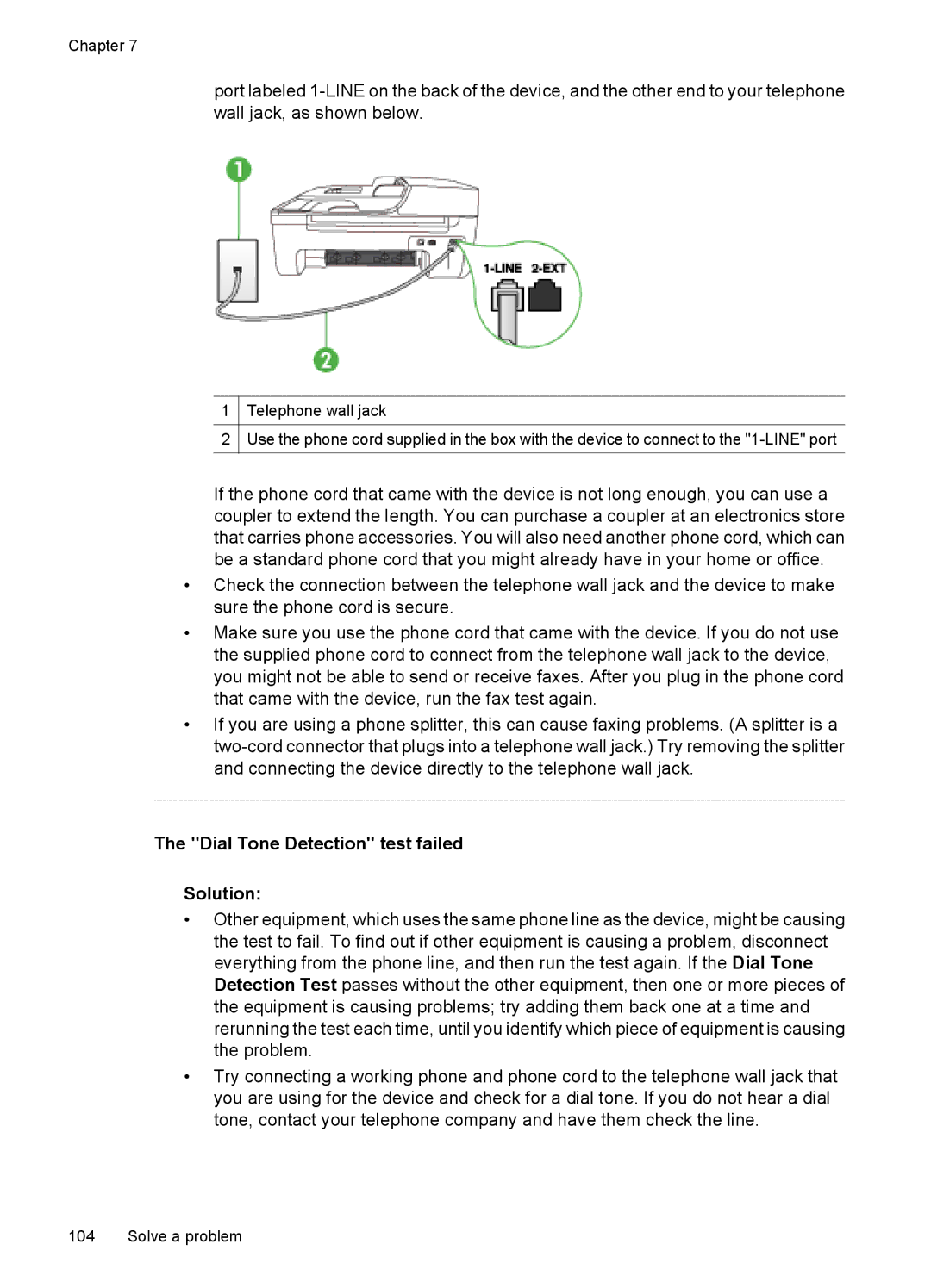 HP 4500 - G510a manual Dial Tone Detection test failed Solution 