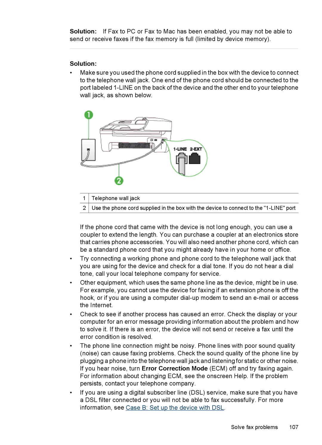 HP 4500 - G510a manual Solve fax problems 107 