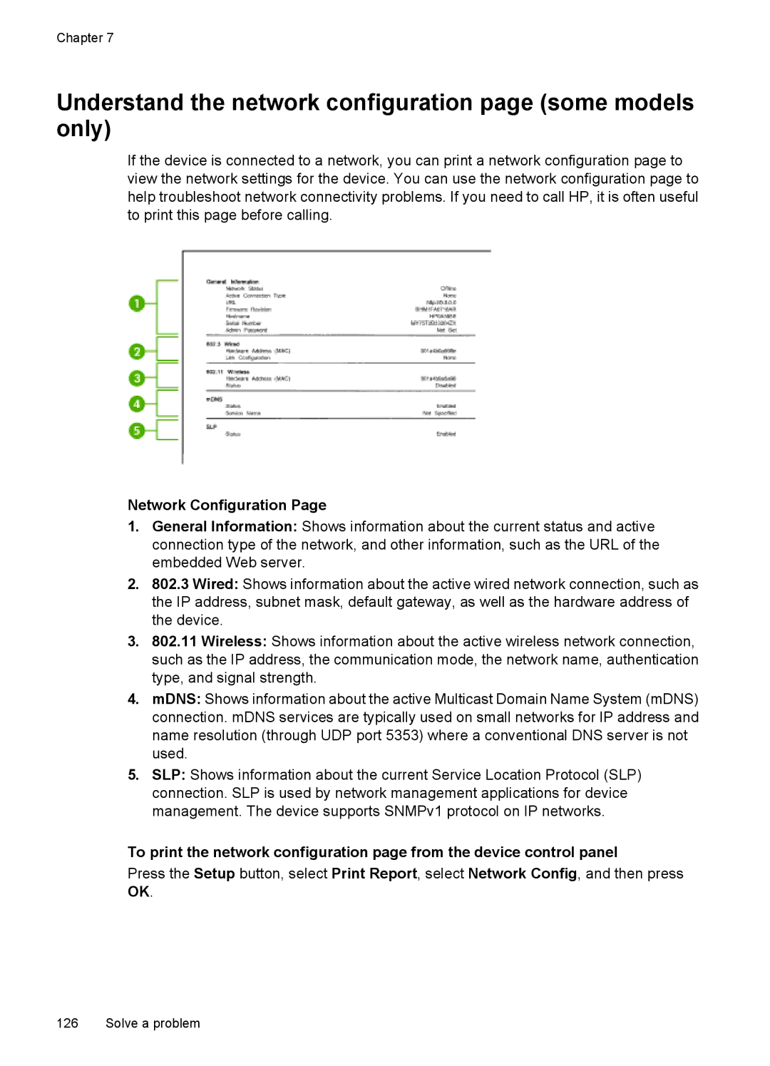 HP 4500 - G510a manual Understand the network configuration page some models only, Network Configuration 