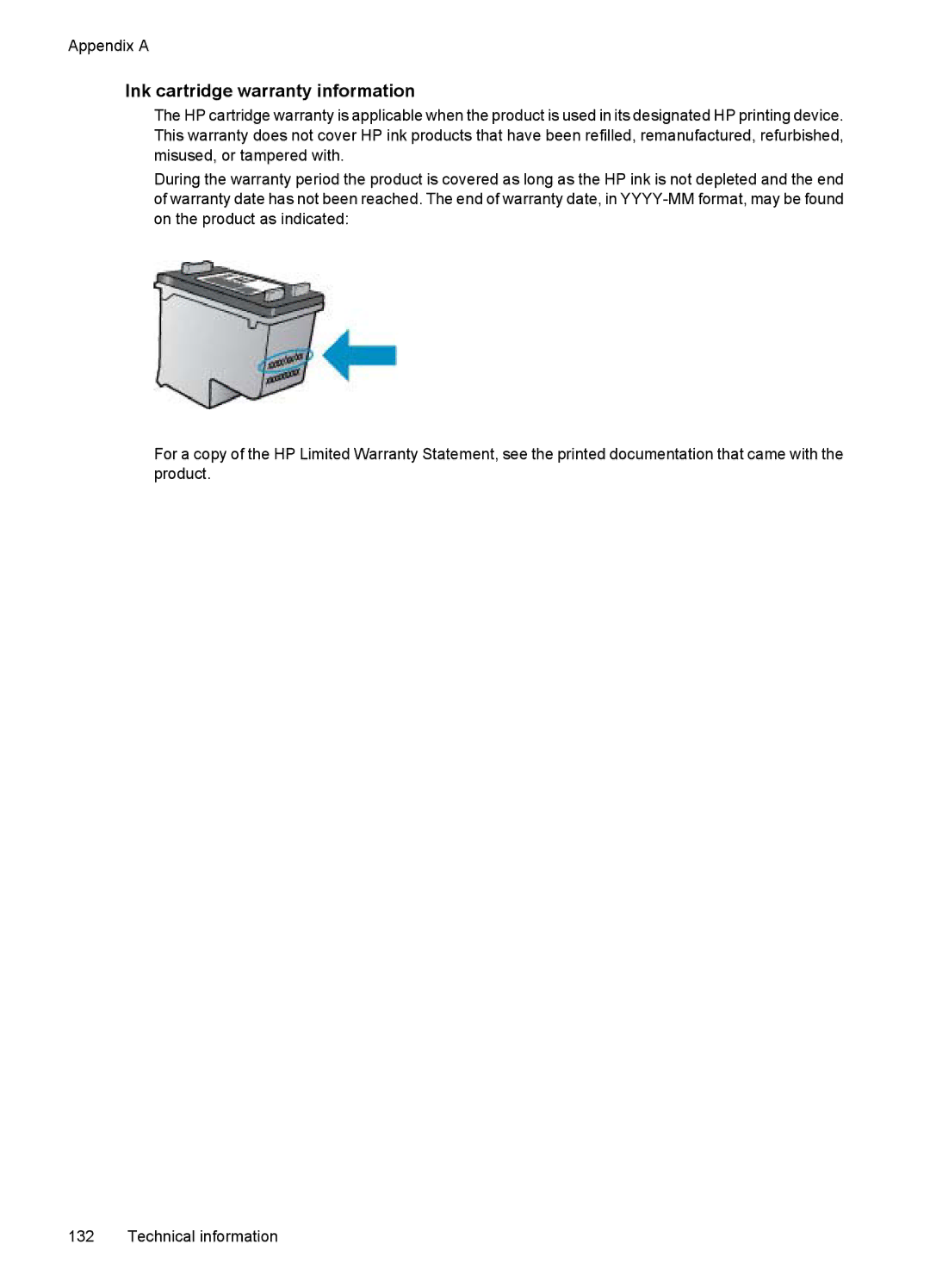 HP 4500 - G510a manual Ink cartridge warranty information 