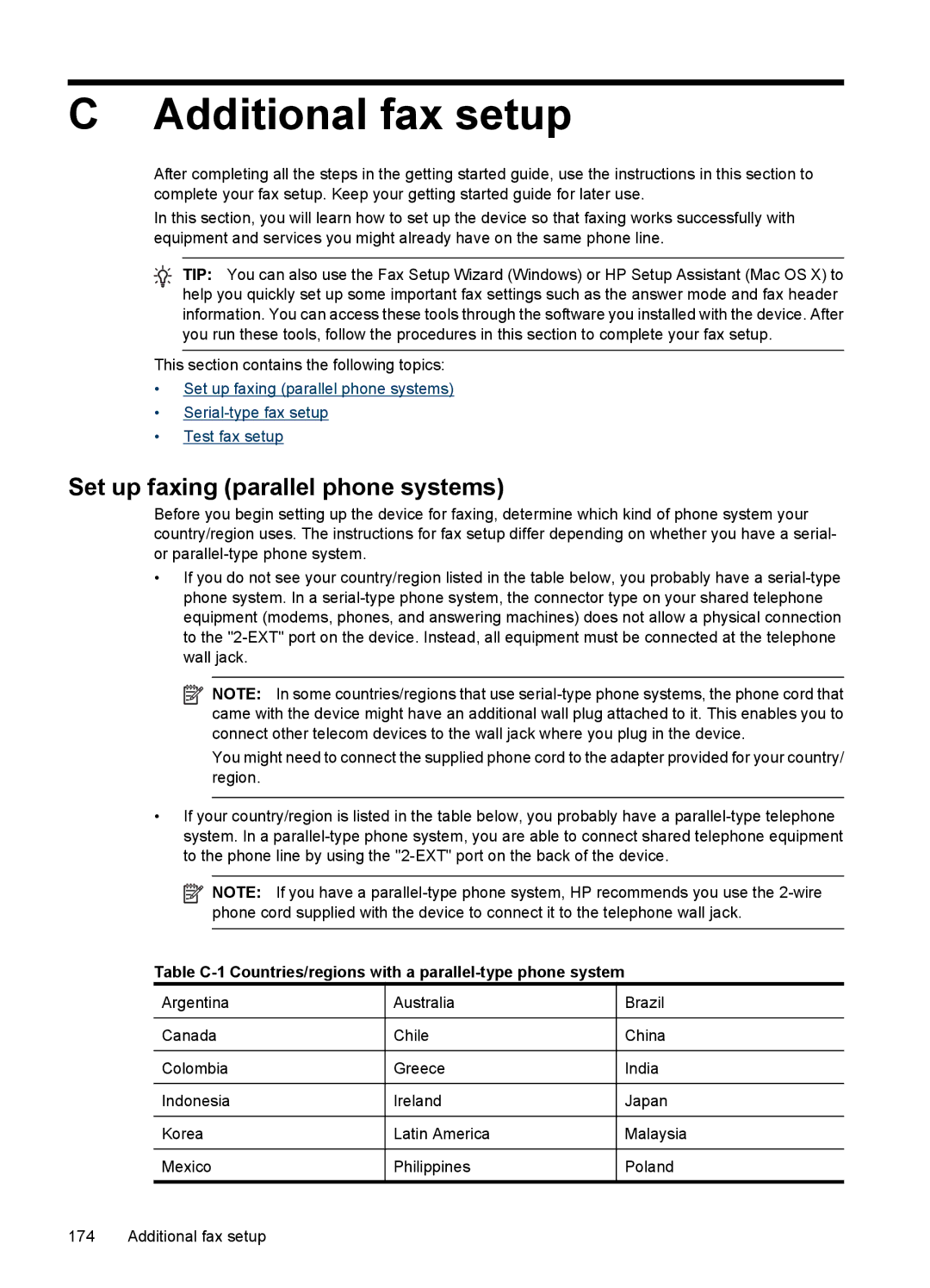 HP 4500 - G510a manual Additional fax setup, Set up faxing parallel phone systems 