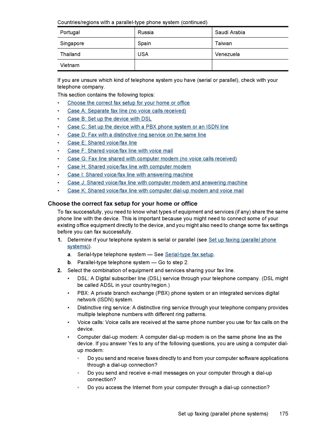 HP 4500 - G510a manual Choose the correct fax setup for your home or office, Usa 