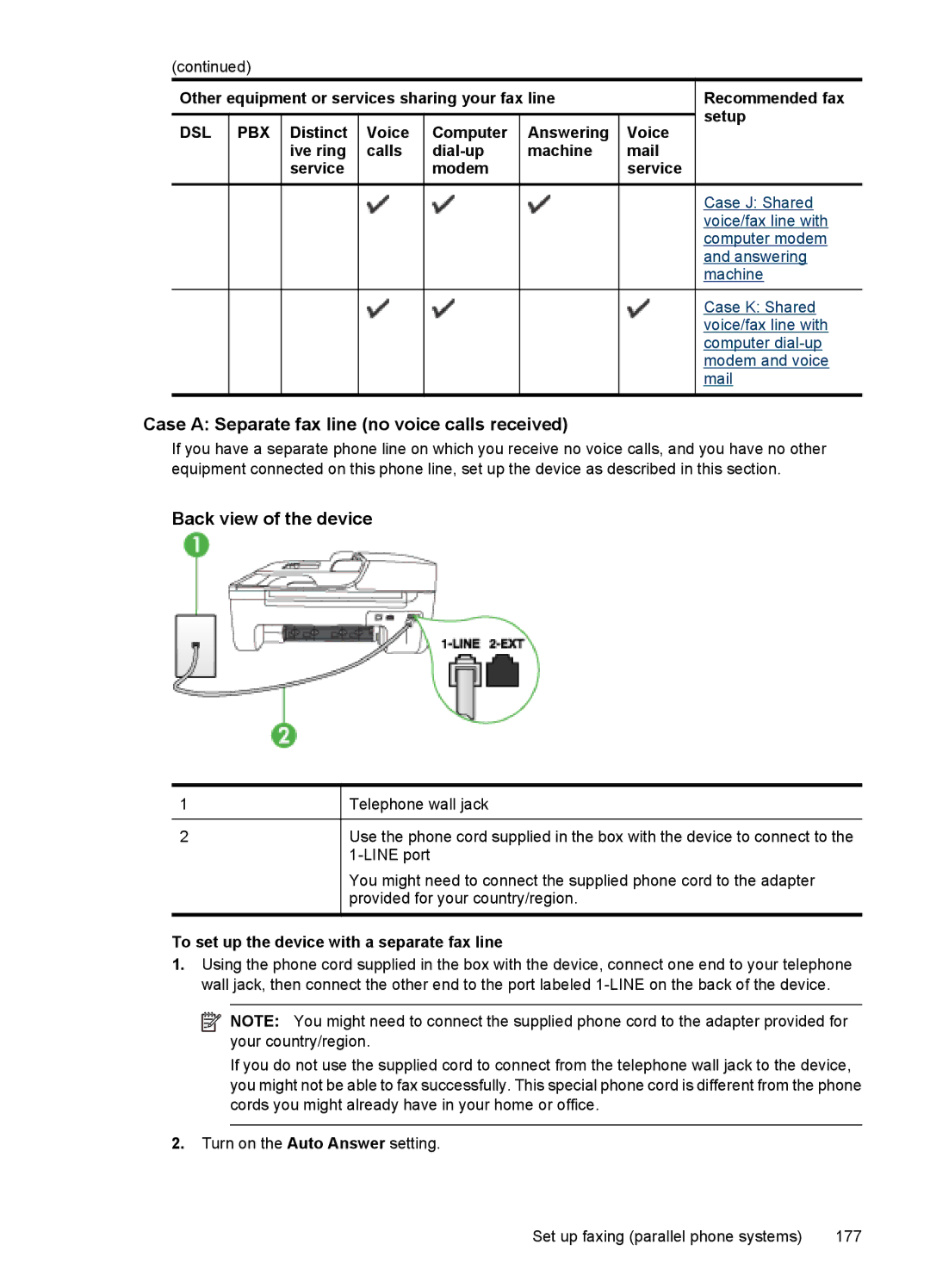 HP 4500 - G510a manual Case a Separate fax line no voice calls received, Distinct Voice Computer 