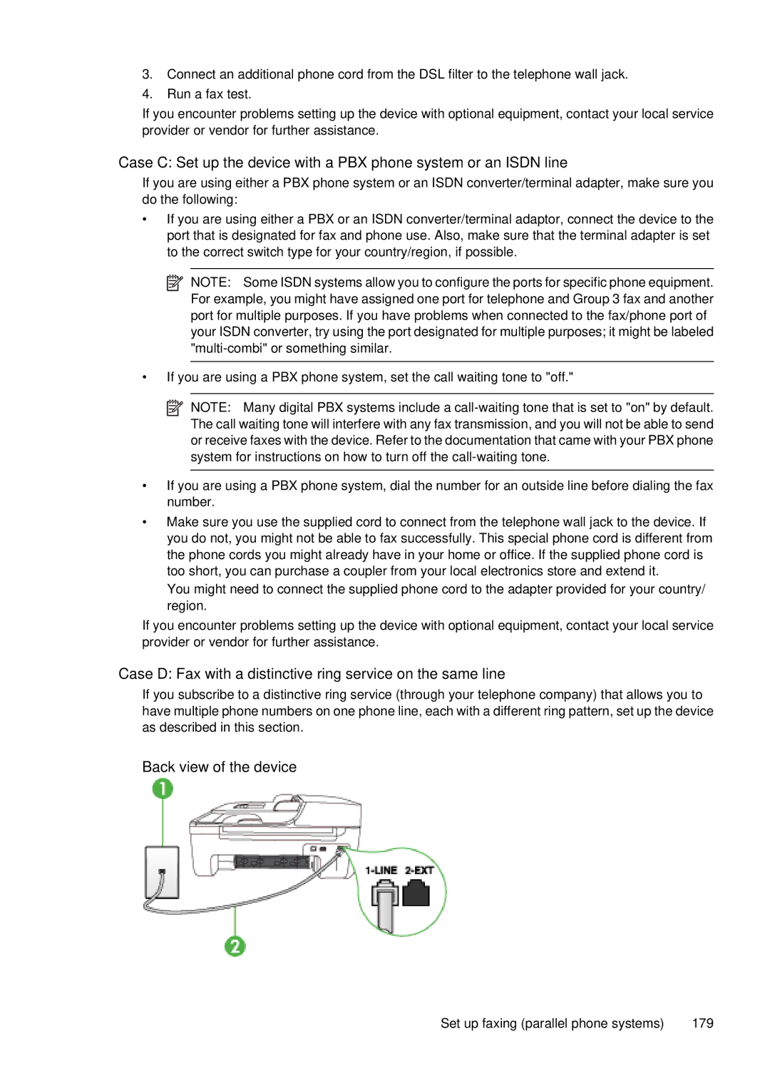 HP 4500 - G510a manual Case D Fax with a distinctive ring service on the same line 