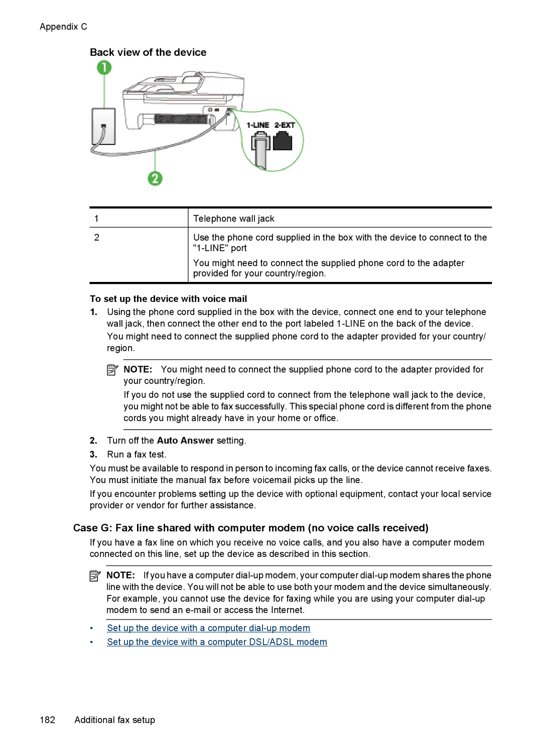 HP 4500 - G510a manual To set up the device with voice mail 