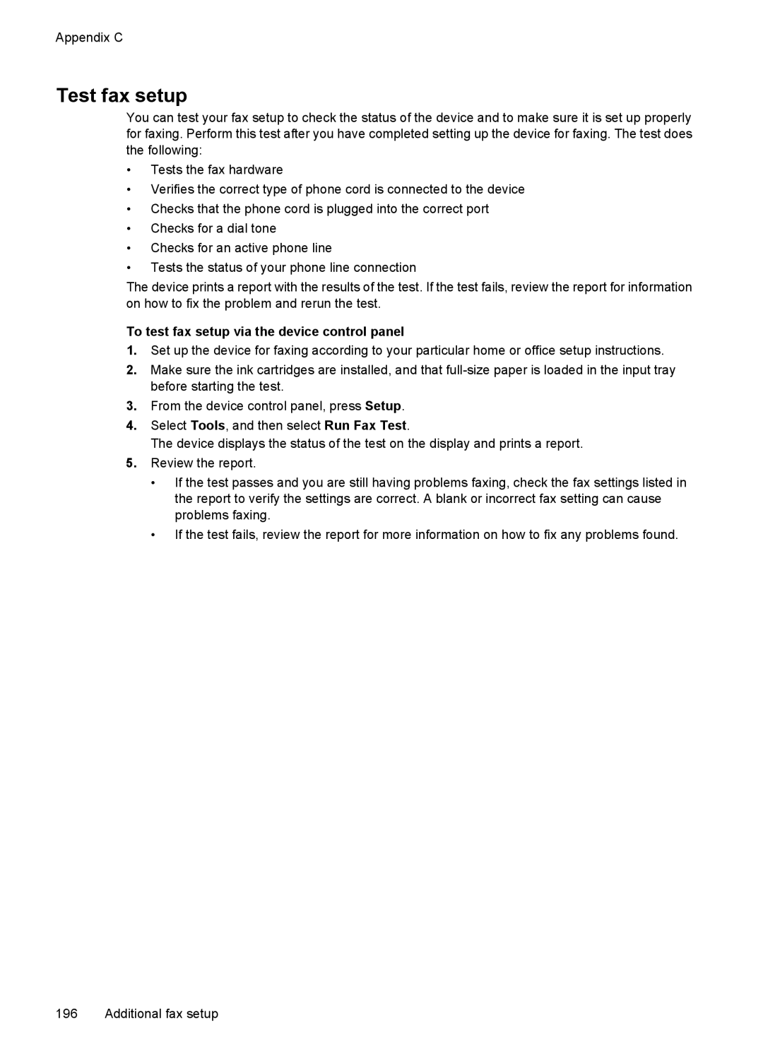 HP 4500 - G510a manual Test fax setup, To test fax setup via the device control panel 