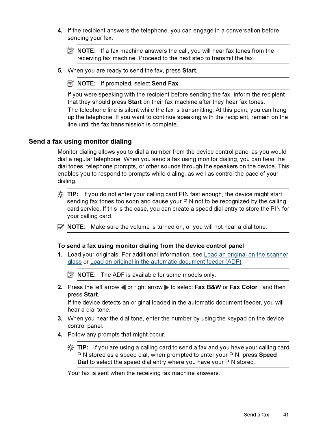 HP 4500 - G510a manual Send a fax using monitor dialing 