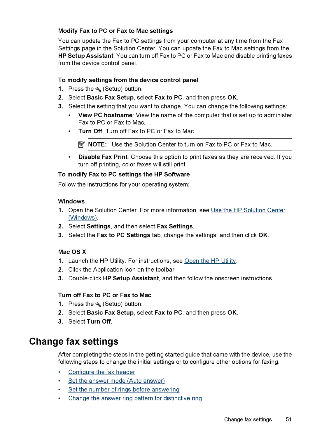 HP 4500 - G510a manual Change fax settings 