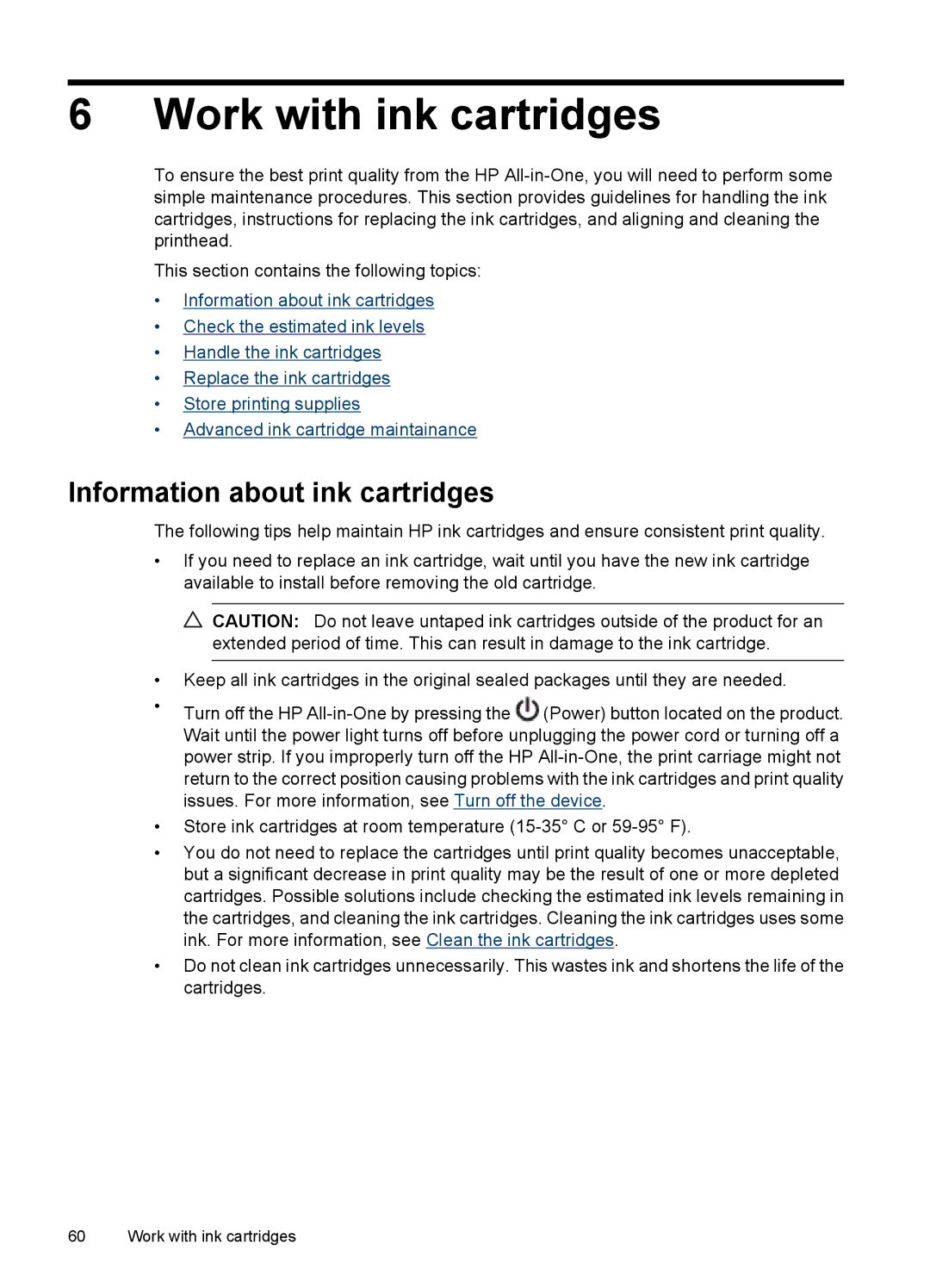 HP 4500 - G510a manual Work with ink cartridges, Information about ink cartridges 