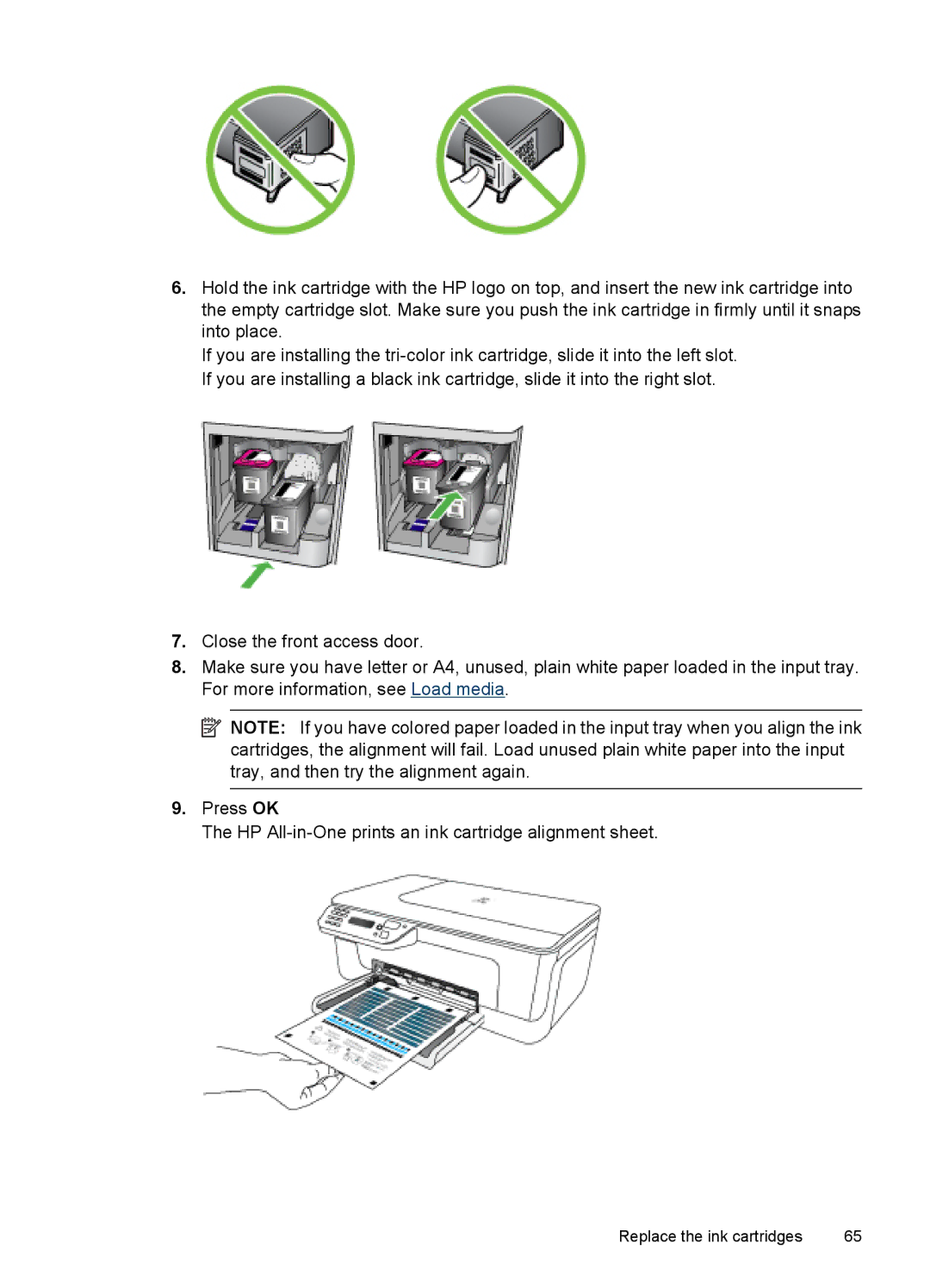 HP 4500 - G510a manual Replace the ink cartridges 