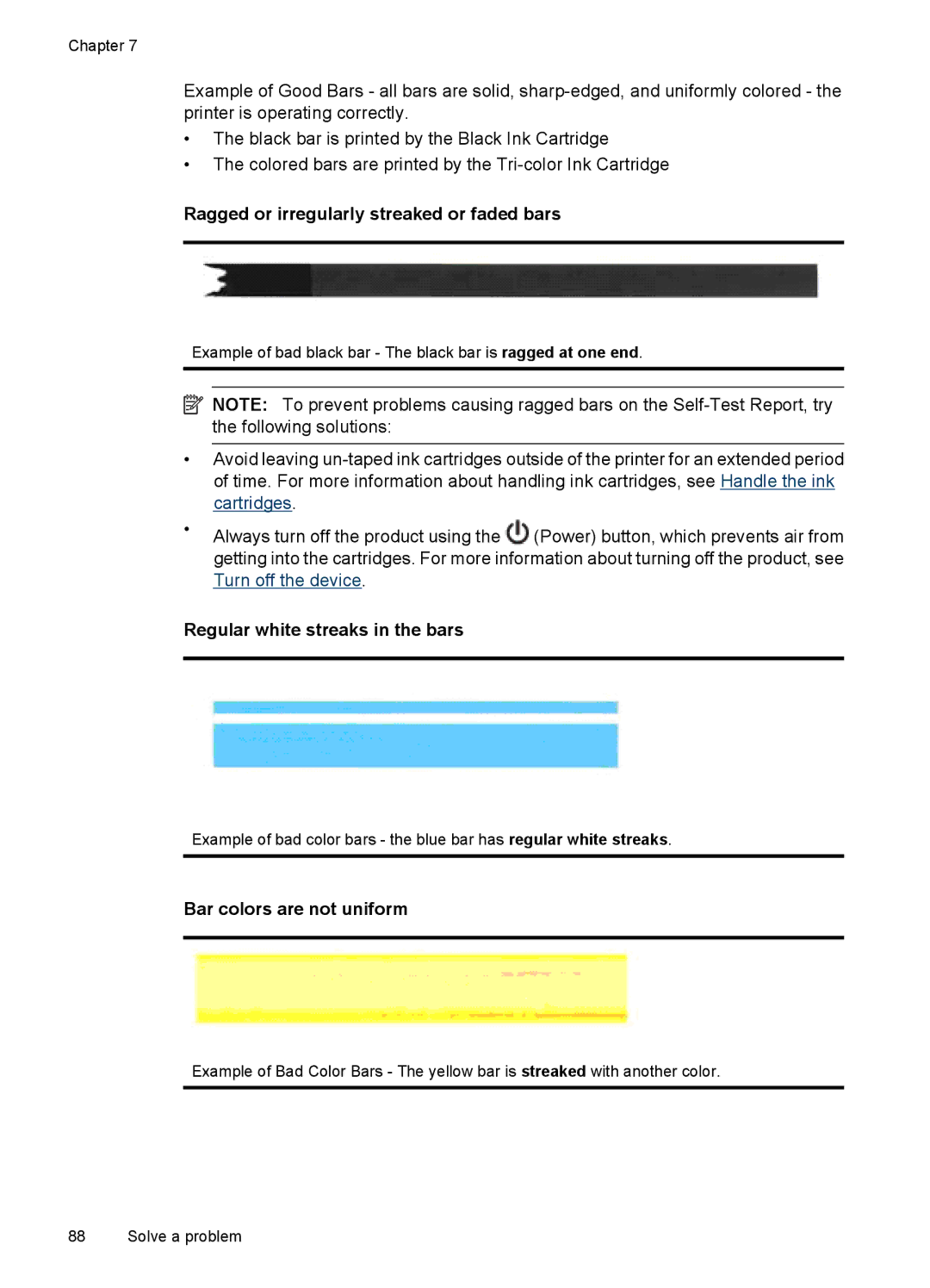 HP 4500 - G510a manual Example of bad black bar The black bar is ragged at one end 