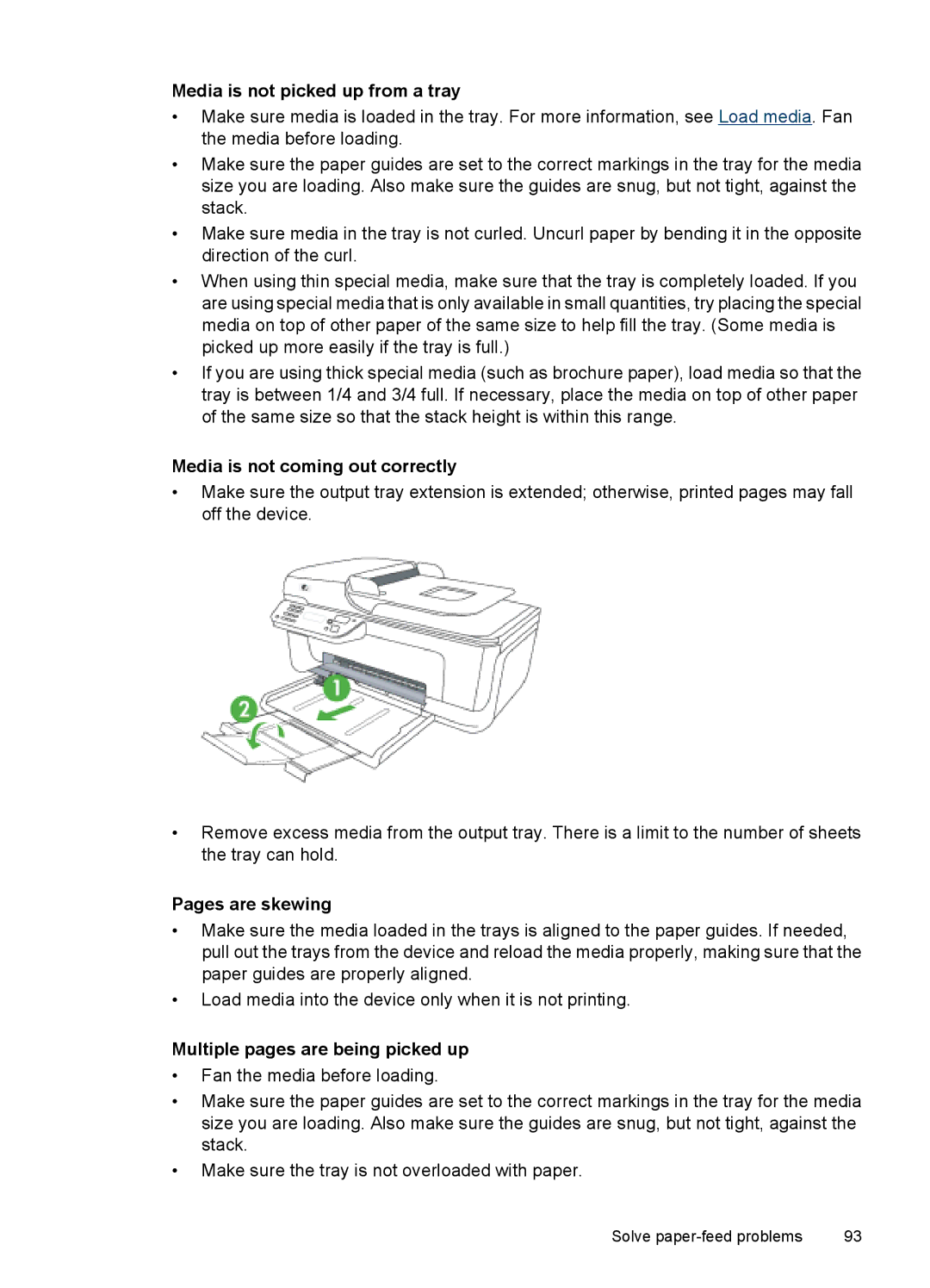 HP 4500 - G510a manual Media is not picked up from a tray, Media is not coming out correctly, Pages are skewing 