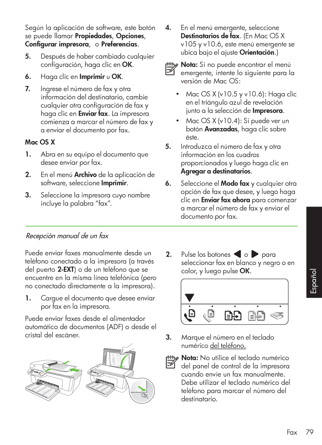 HP 4500 - G510a Recepción manual de un fax 