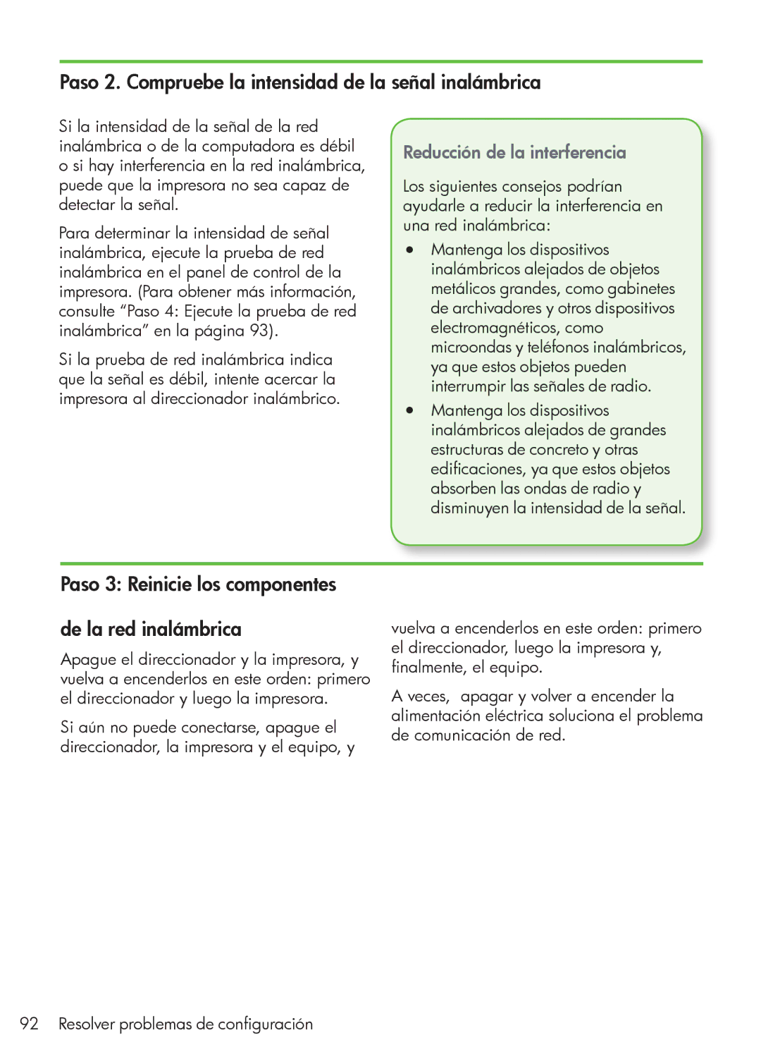 HP 4500 - G510a manual Paso 2. Compruebe la intensidad de la señal inalámbrica, Reducción de la interferencia 