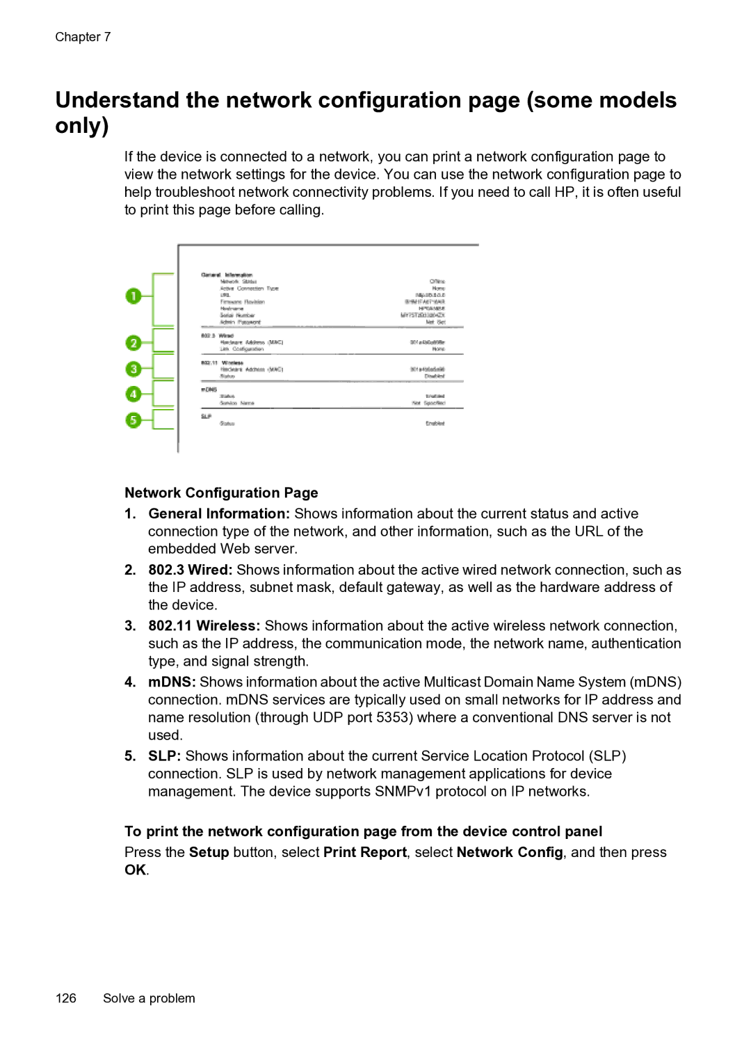 HP 4500 - G510g, 4500 - G510n manual Understand the network configuration page some models only, Network Configuration 