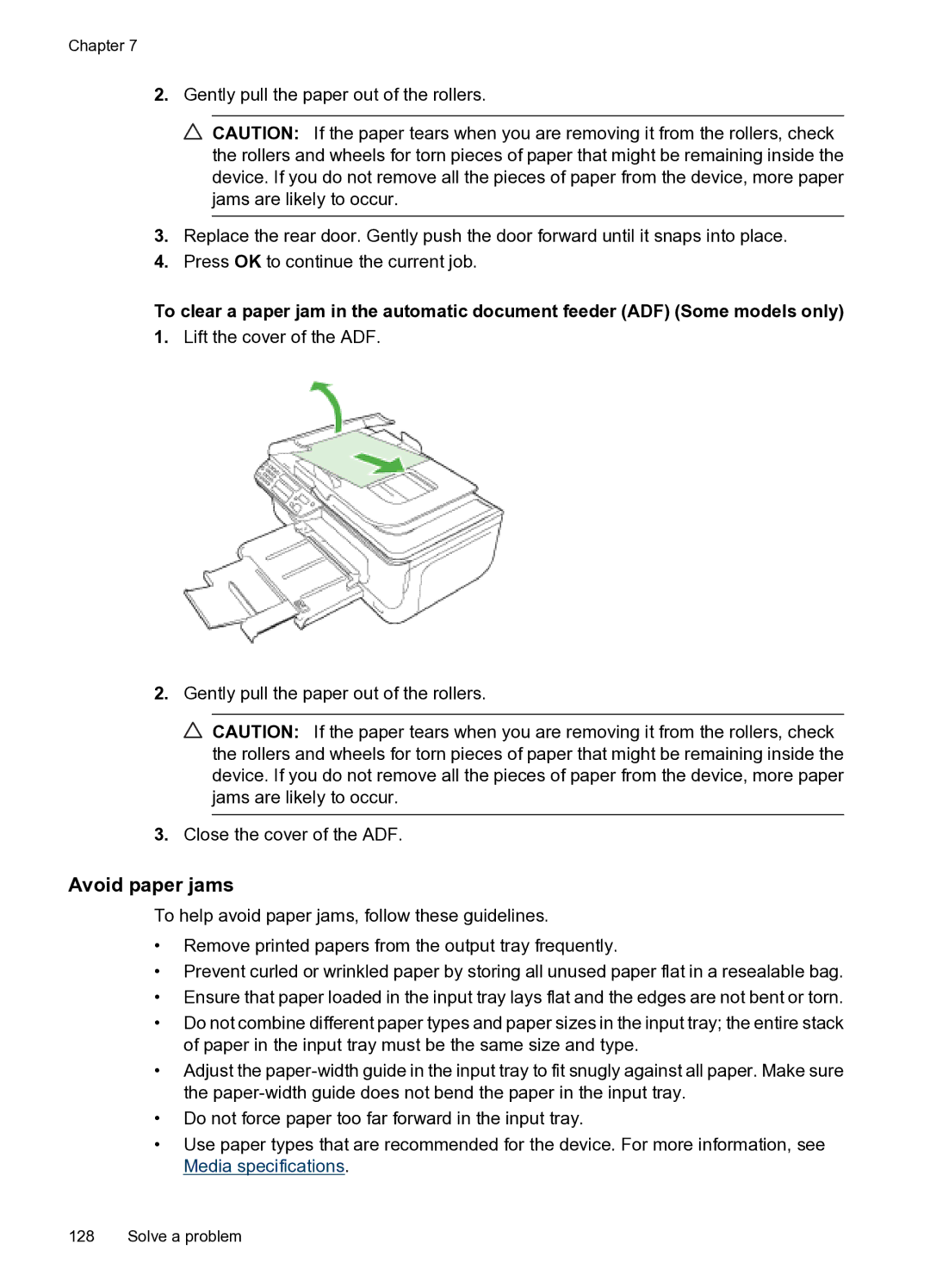 HP 4500 - G510g, 4500 - G510n manual Avoid paper jams 