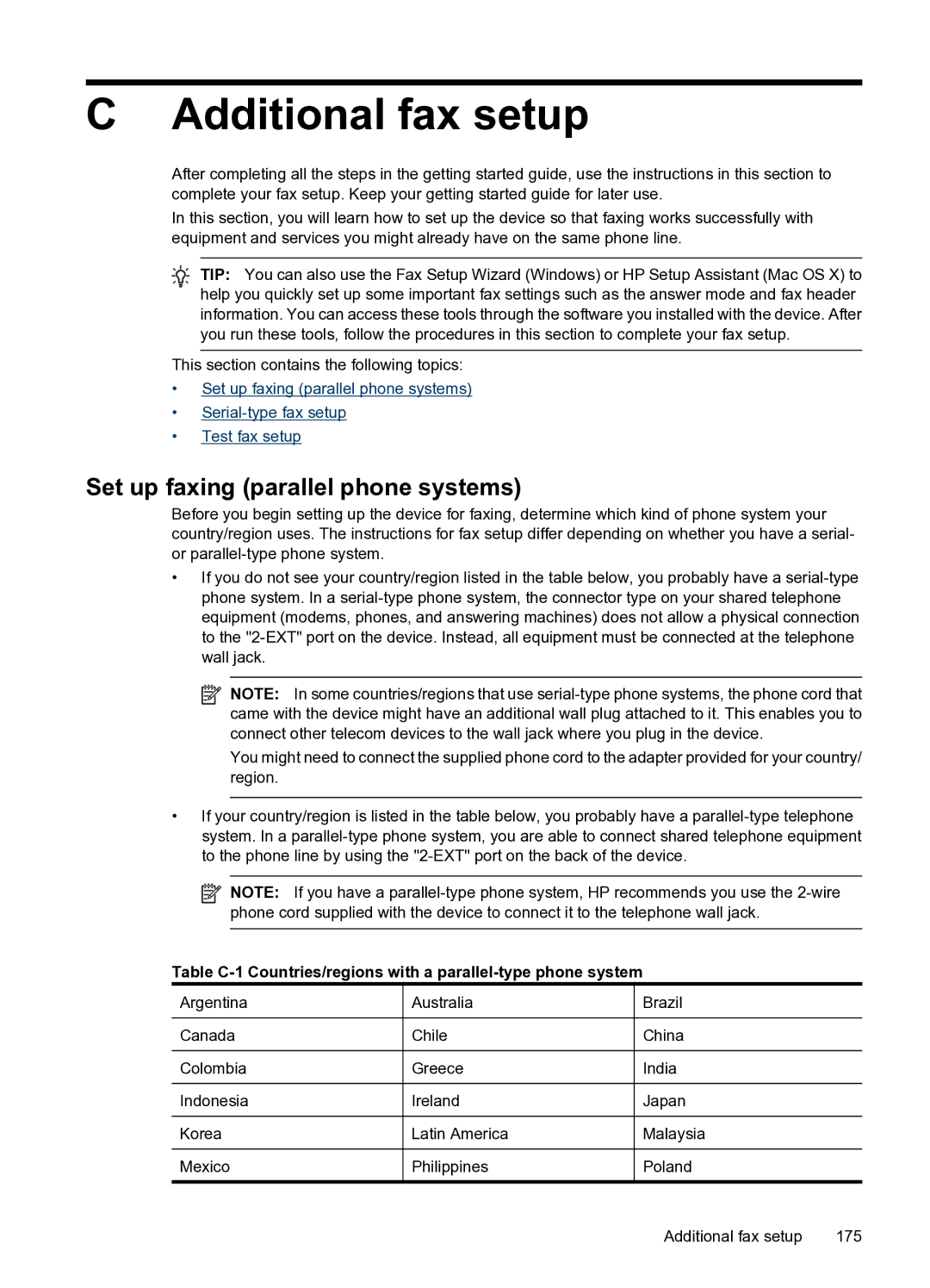 HP 4500 - G510n, 4500 - G510g manual Additional fax setup, Set up faxing parallel phone systems 