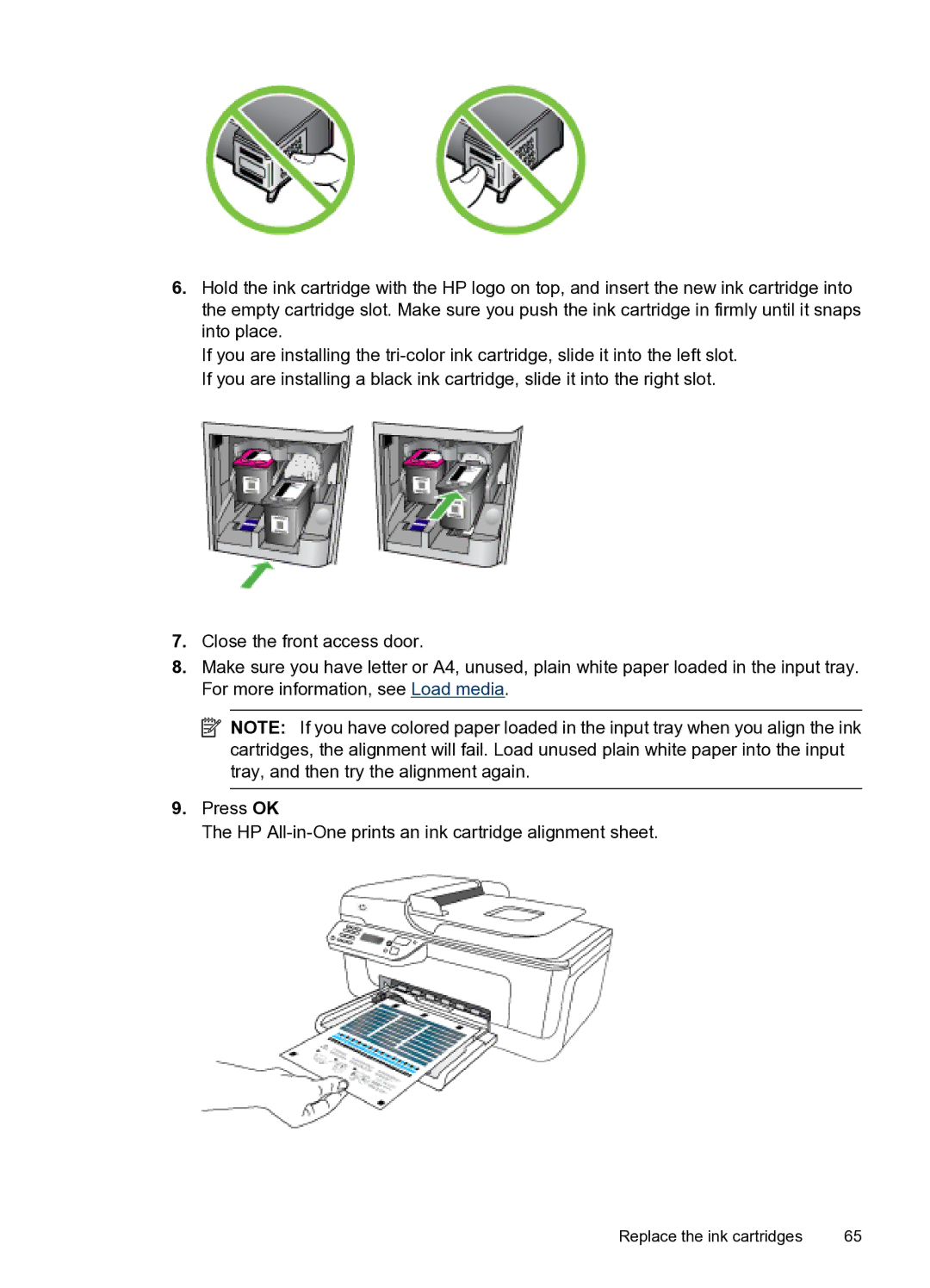 HP 4500 - G510n, 4500 - G510g manual Replace the ink cartridges 