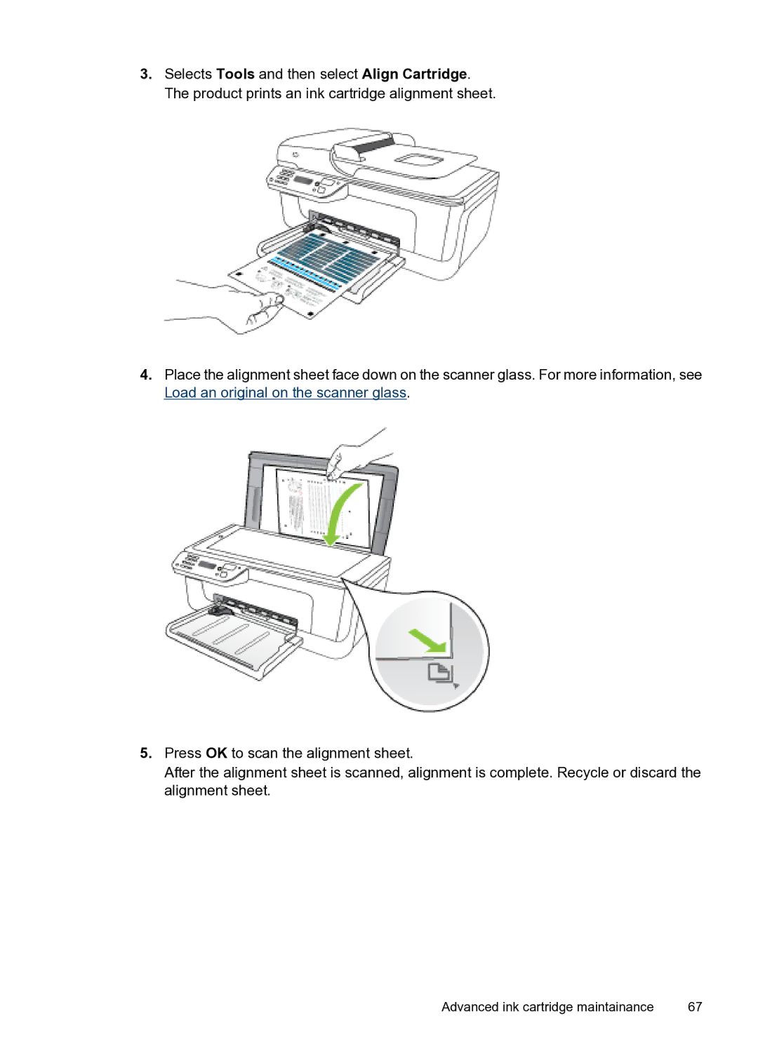 HP 4500 - G510n, 4500 - G510g manual Advanced ink cartridge maintainance 