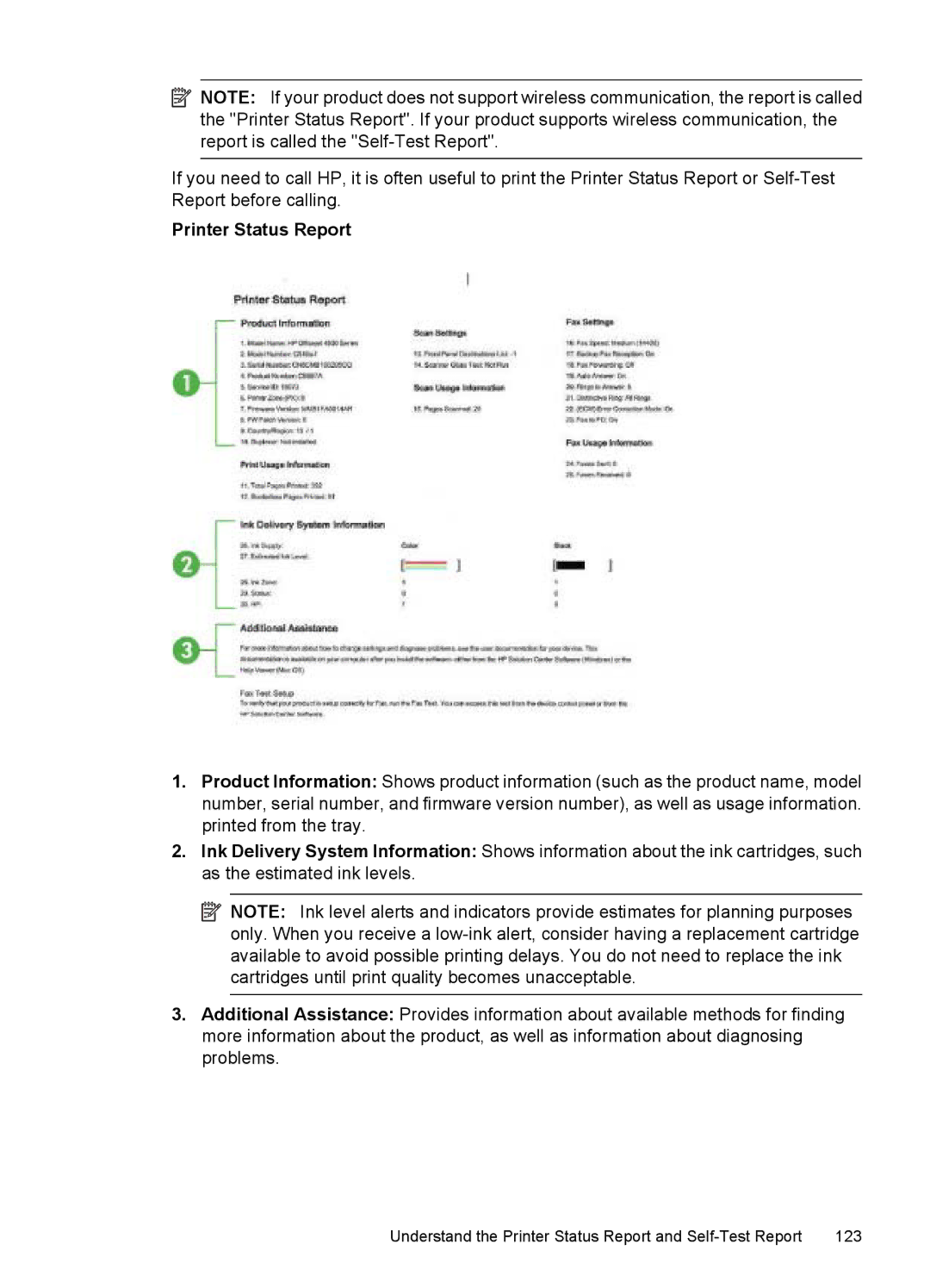 HP 4500 - K7 manual Printer Status Report 