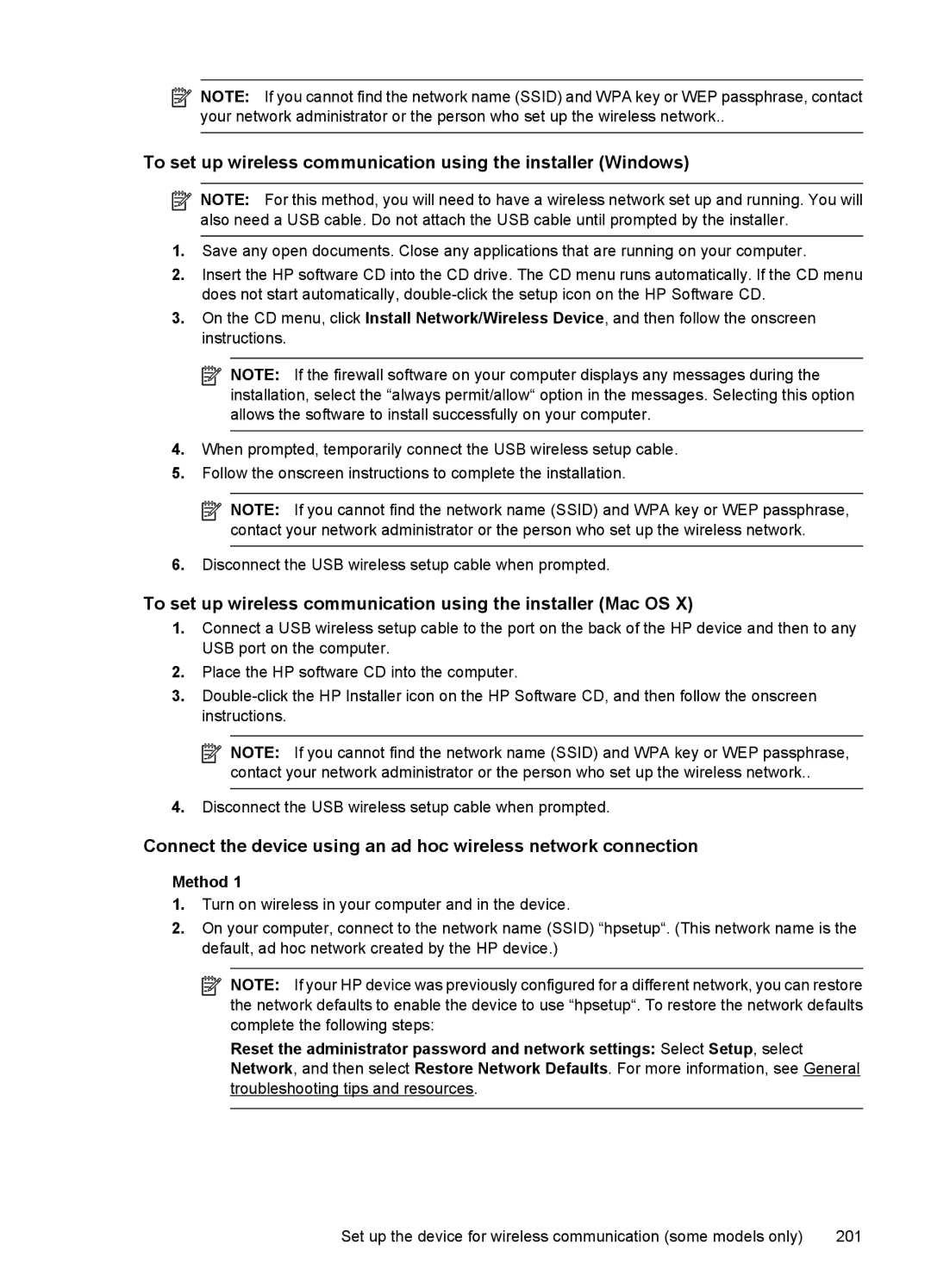 HP 4500 - K7 manual To set up wireless communication using the installer Mac OS, Method 