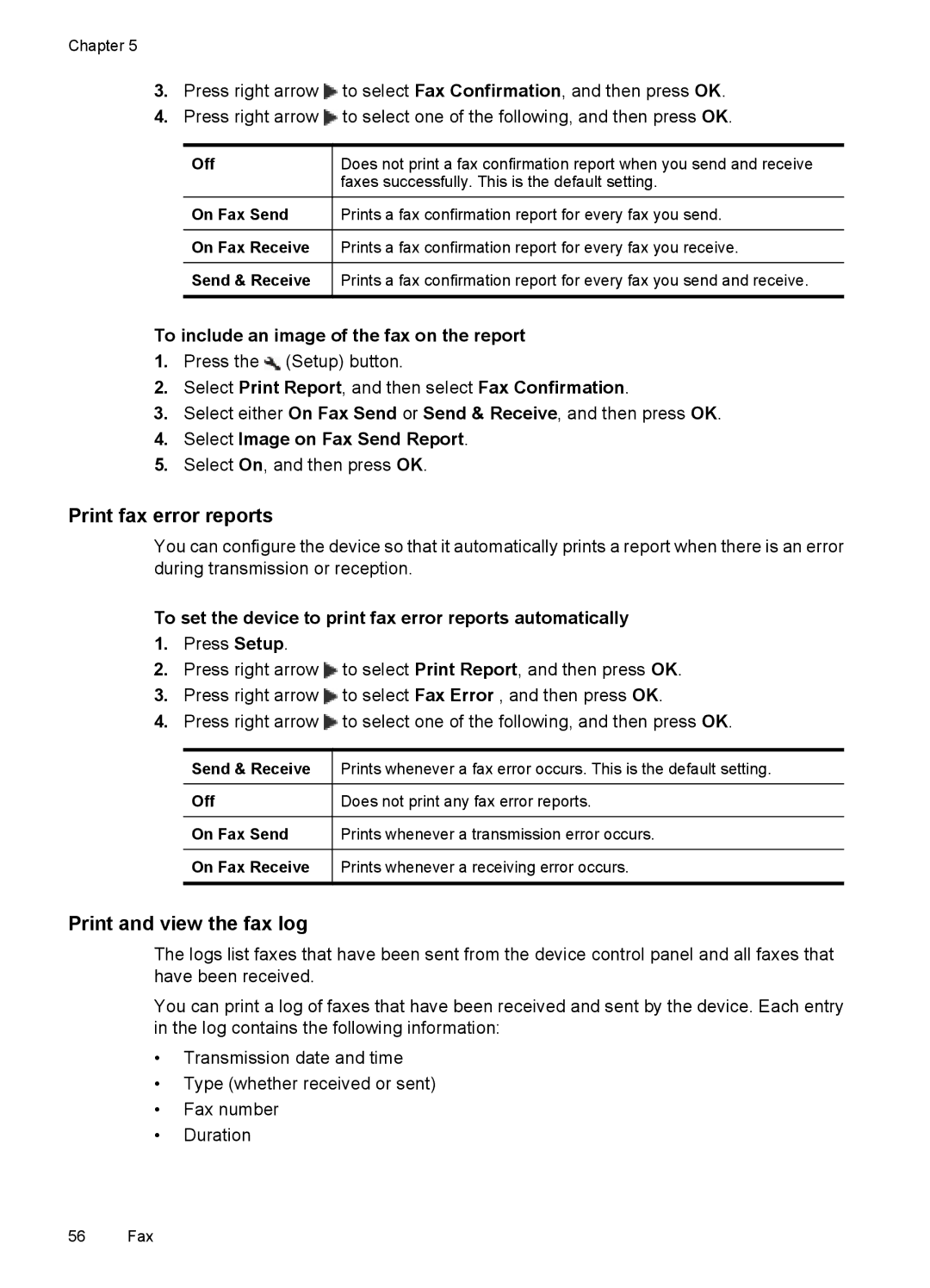 HP 4500 - K7 manual Print fax error reports, Print and view the fax log 