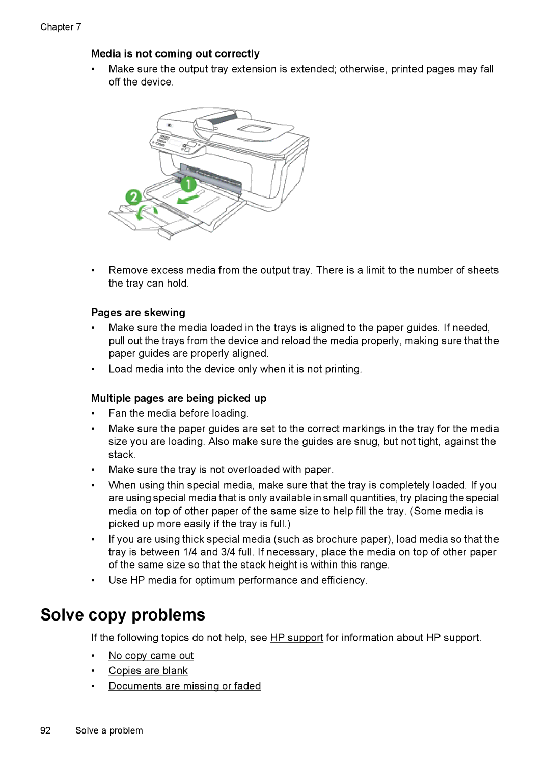 HP 4500 - K7 Solve copy problems, Media is not coming out correctly, Pages are skewing, Multiple pages are being picked up 