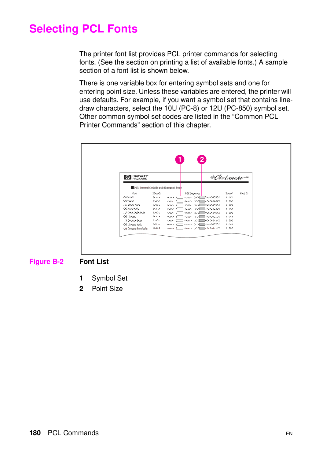 HP 4500 DN manual Selecting PCL Fonts, Font List, Point Size 