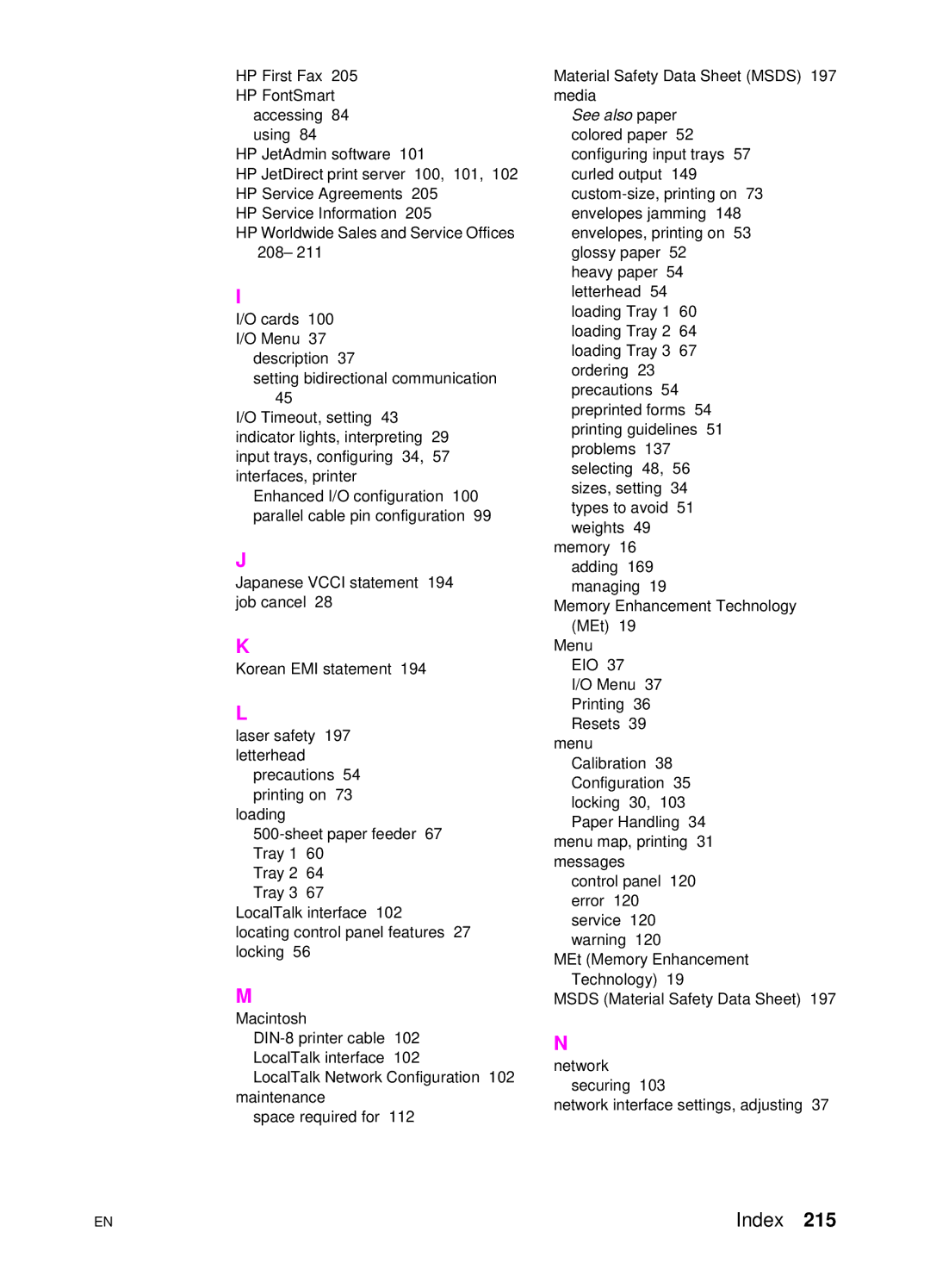 HP 4500 DN manual Index 