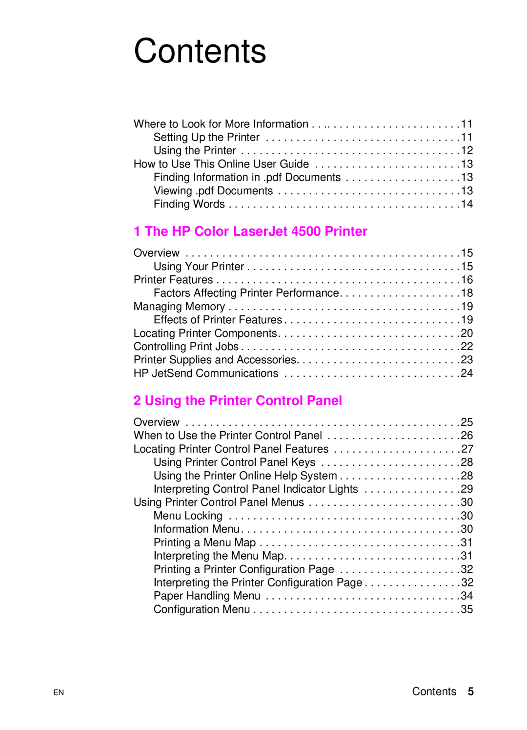 HP 4500 DN manual Contents 