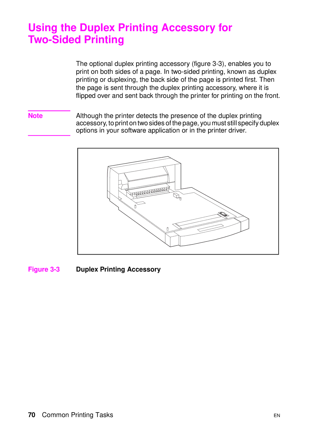 HP 4500 DN manual Using the Duplex Printing Accessory for Two-Sided Printing, 3Duplex Printing Accessory 