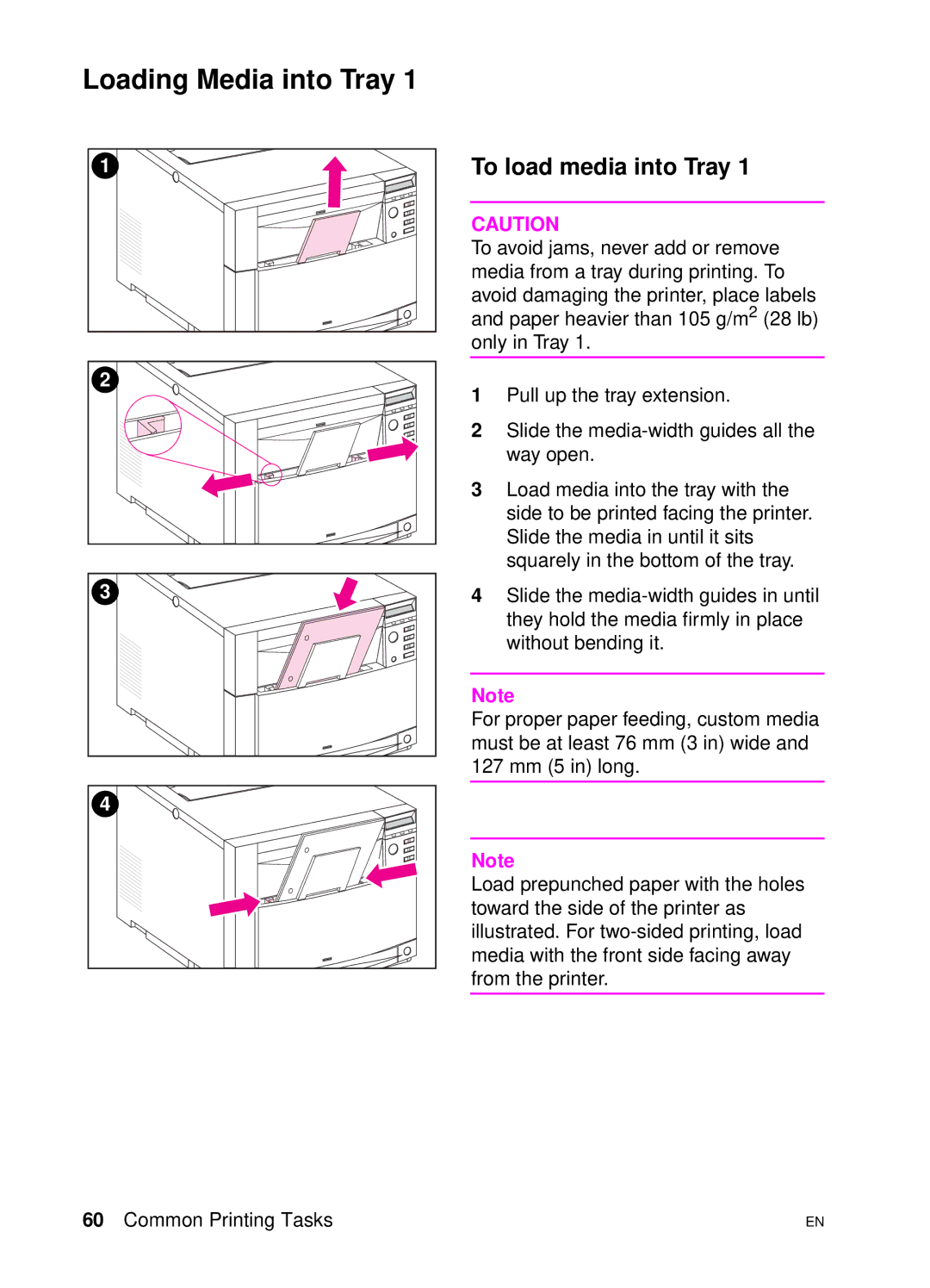 HP 4500 N manual Loading Media into Tray, To load media into Tray 