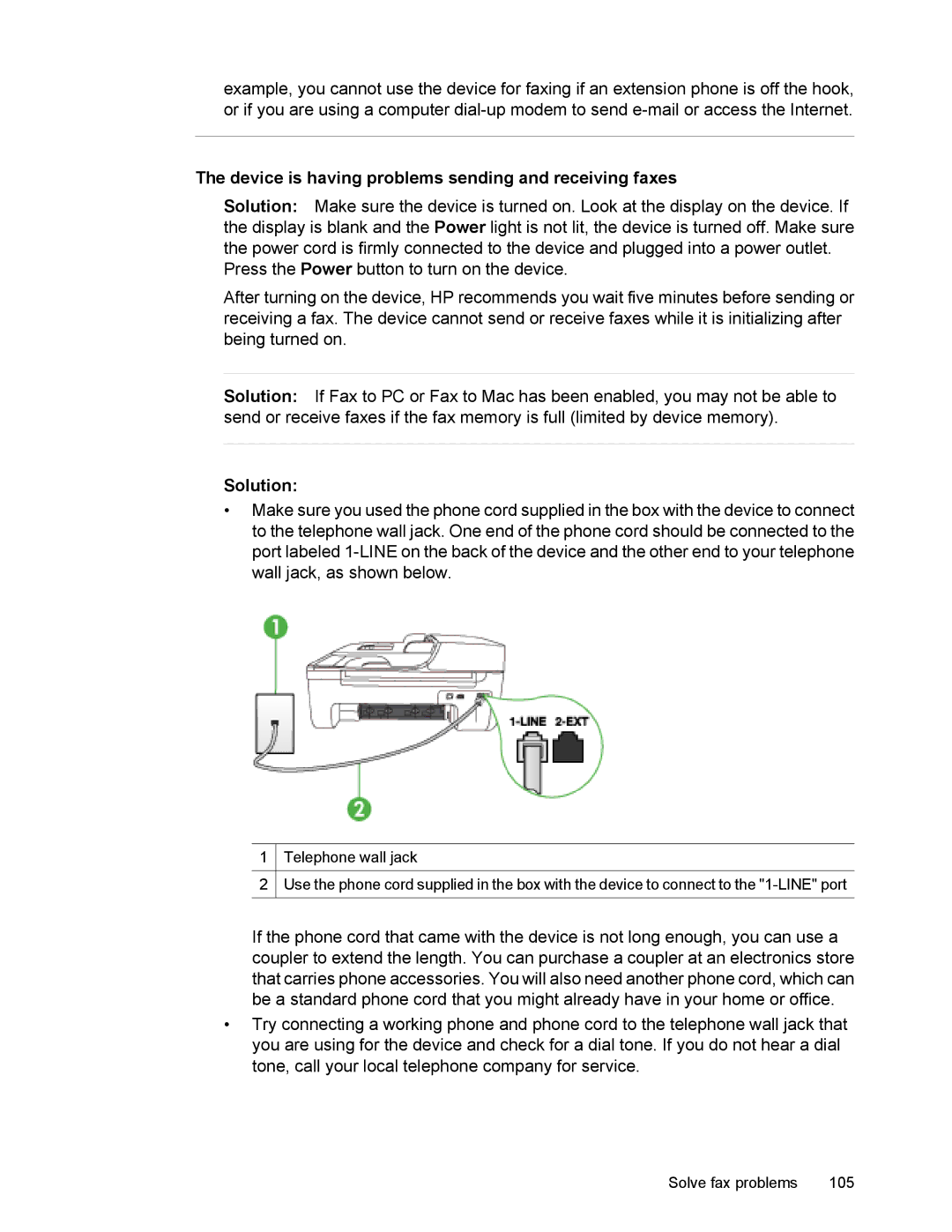 HP 4500 manual Device is having problems sending and receiving faxes 